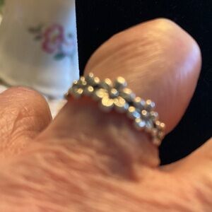 Silver 925 Floral Stackable Ring - Women's Silver Flower Band